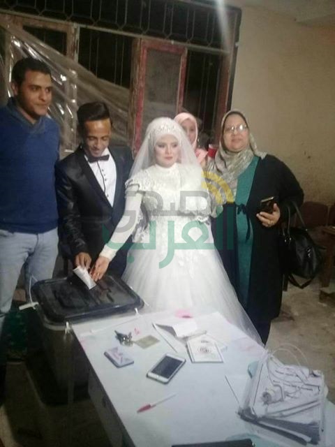 بالصور.. حفل زفاف داخل لجنة انتخابية بالخانكة